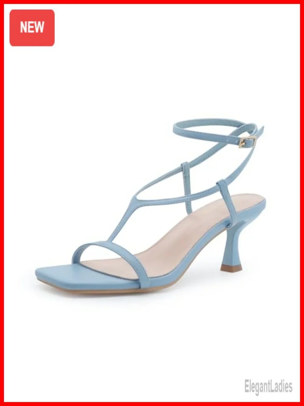 Strappy Kitten Heel Sandals Faux Leather Ankle Strap Dress Heels